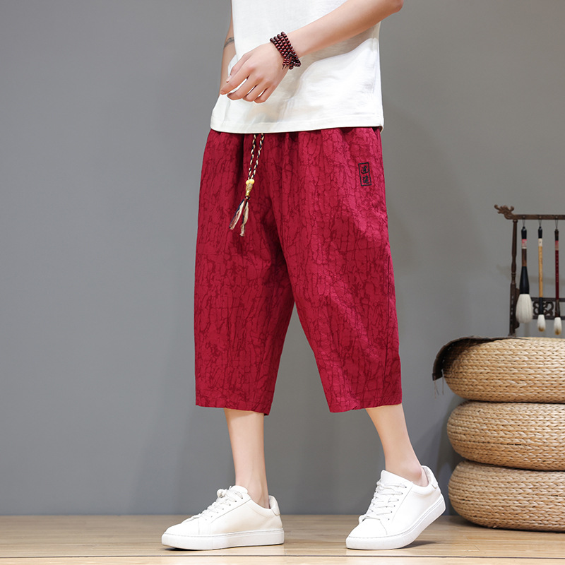 Linen Capri Pants Men's Summer