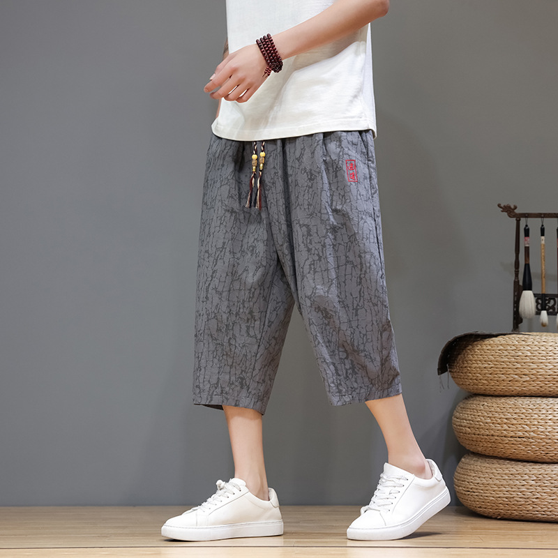 Linen Capri Pants Men's Summer