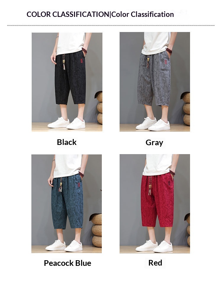 Linen Capri Pants Men's Summer