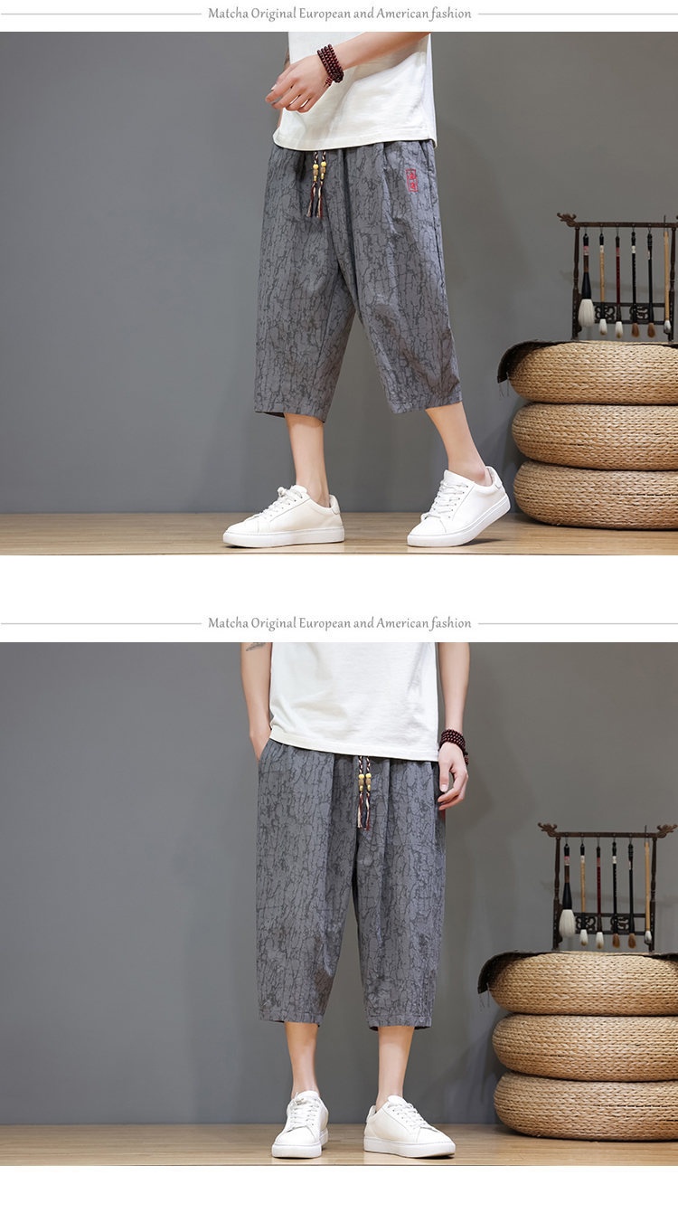 Linen Capri Pants Men's Summer