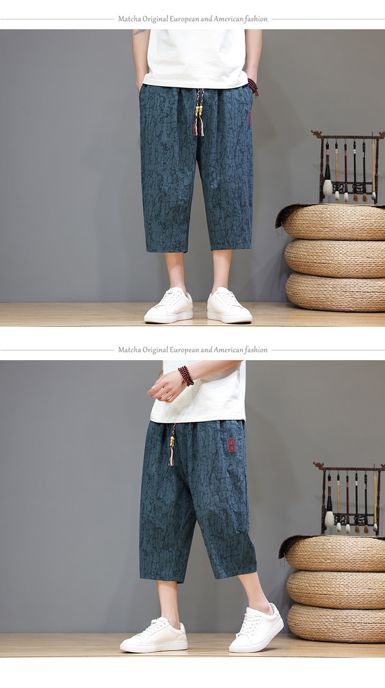 Linen Capri Pants Men's Summer