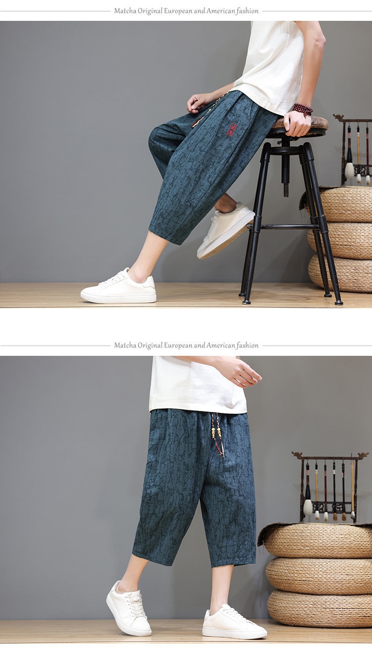 Linen Capri Pants Men's Summer