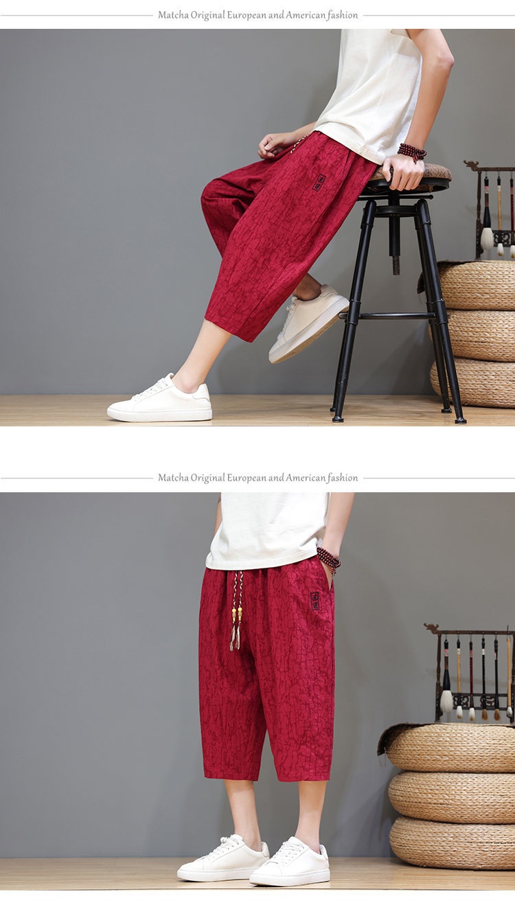 Linen Capri Pants Men's Summer