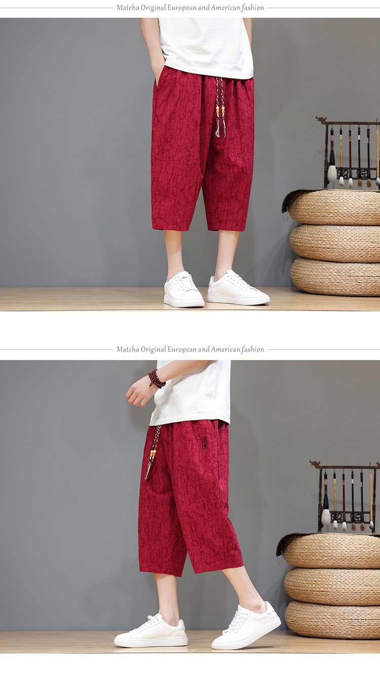 Linen Capri Pants Men's Summer