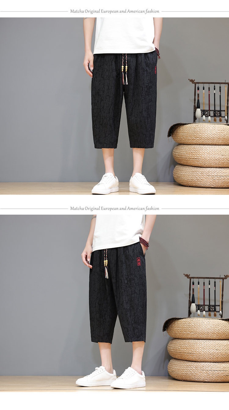 Linen Capri Pants Men's Summer