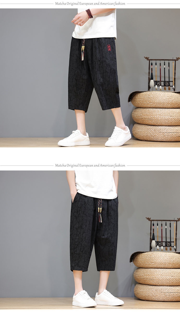 Linen Capri Pants Men's Summer