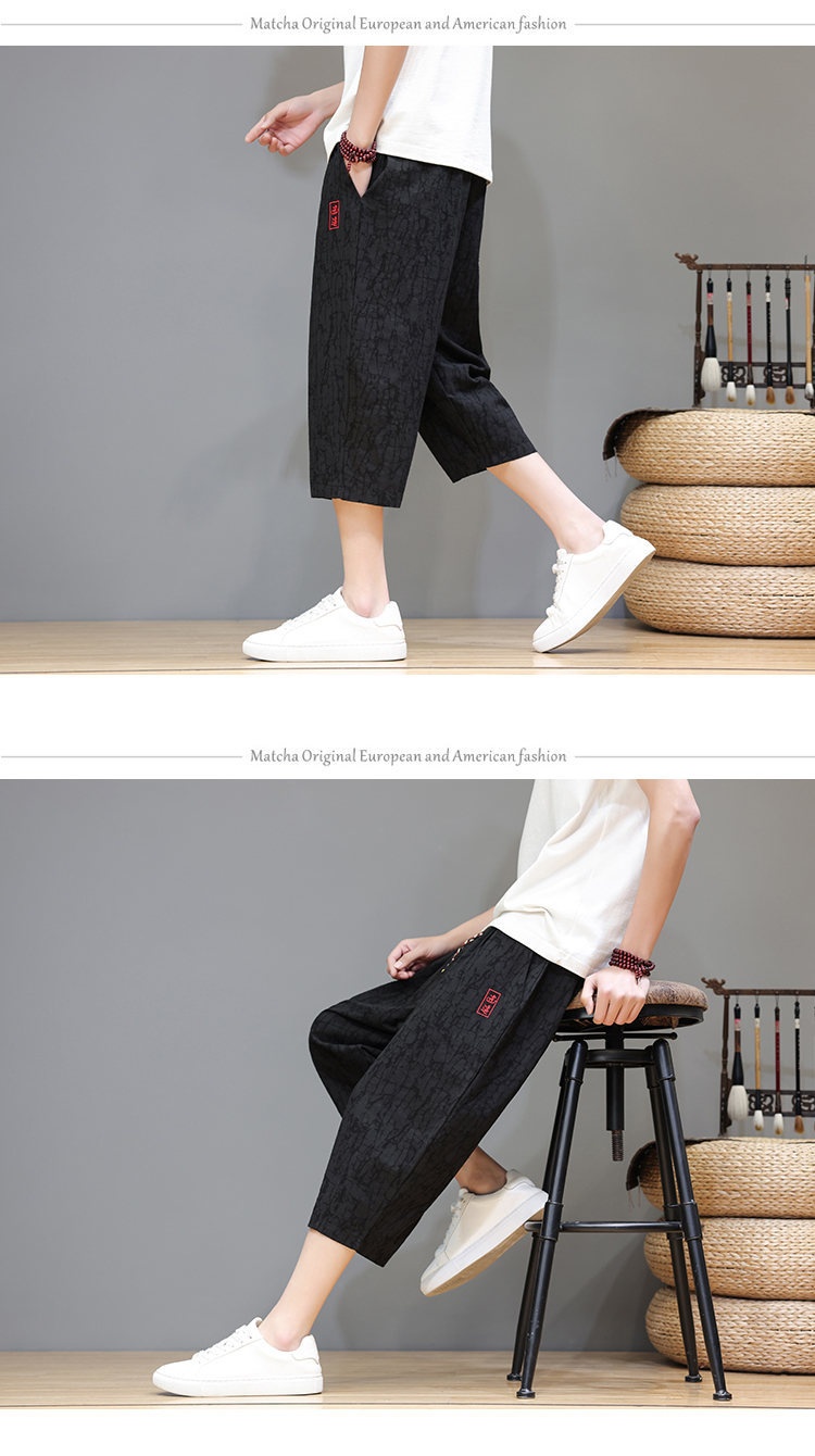 Linen Capri Pants Men's Summer