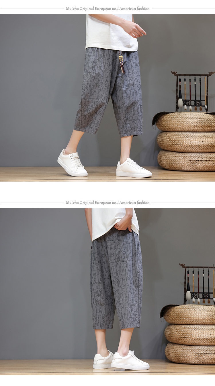 Linen Capri Pants Men's Summer