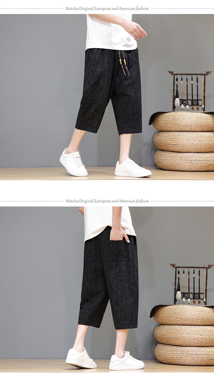 Linen Capri Pants Men's Summer