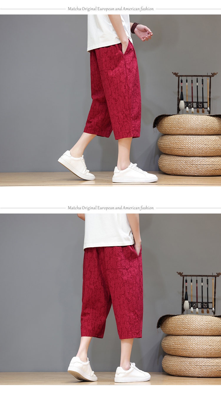 Linen Capri Pants Men's Summer