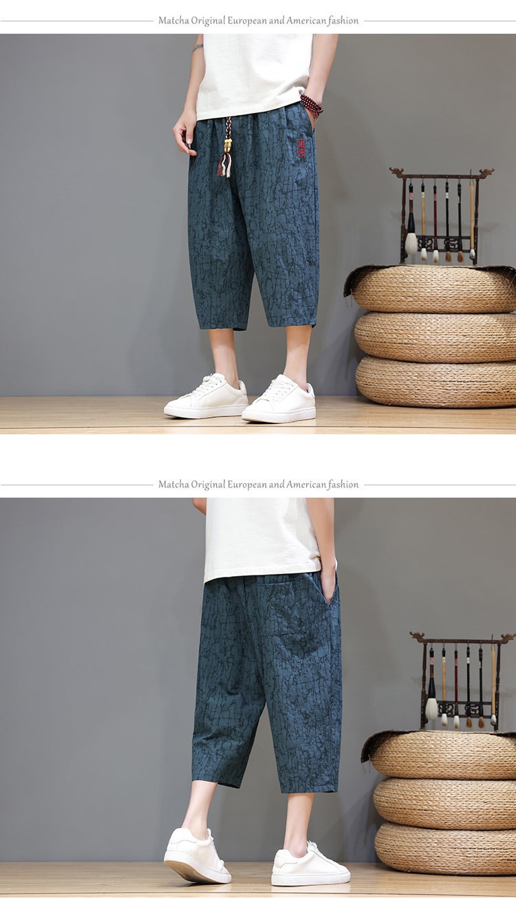 Linen Capri Pants Men's Summer