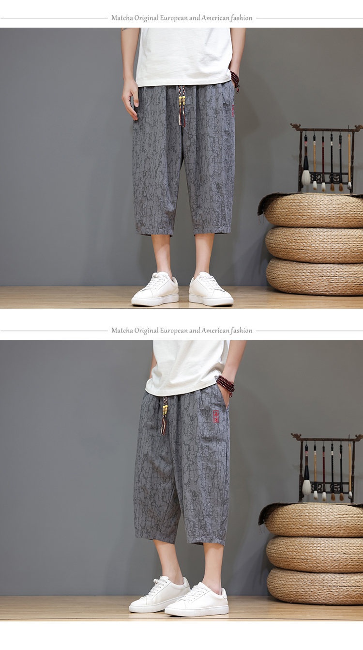 Linen Capri Pants Men's Summer