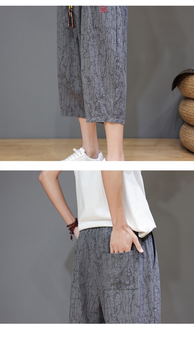 Linen Capri Pants Men's Summer