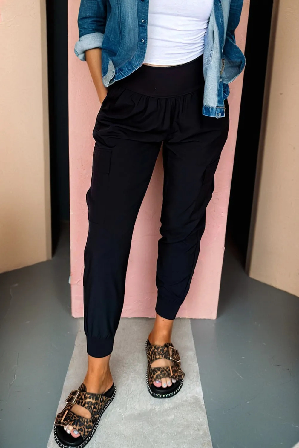 Elastic Cargo Jogger Pants