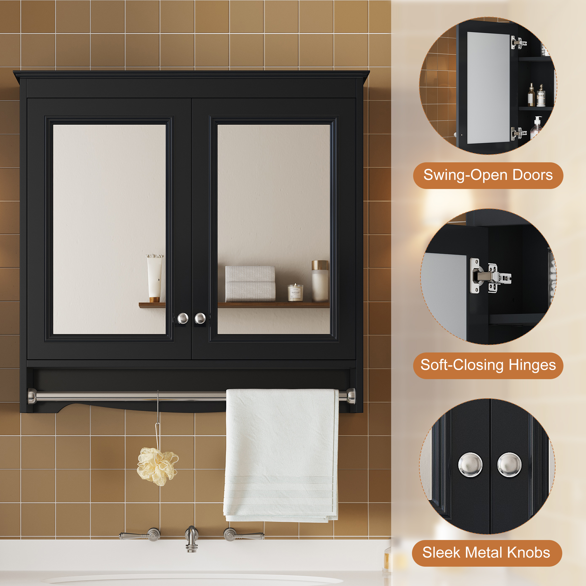 30 Inch Wall Mounted Bathroom Mirror Cabinet