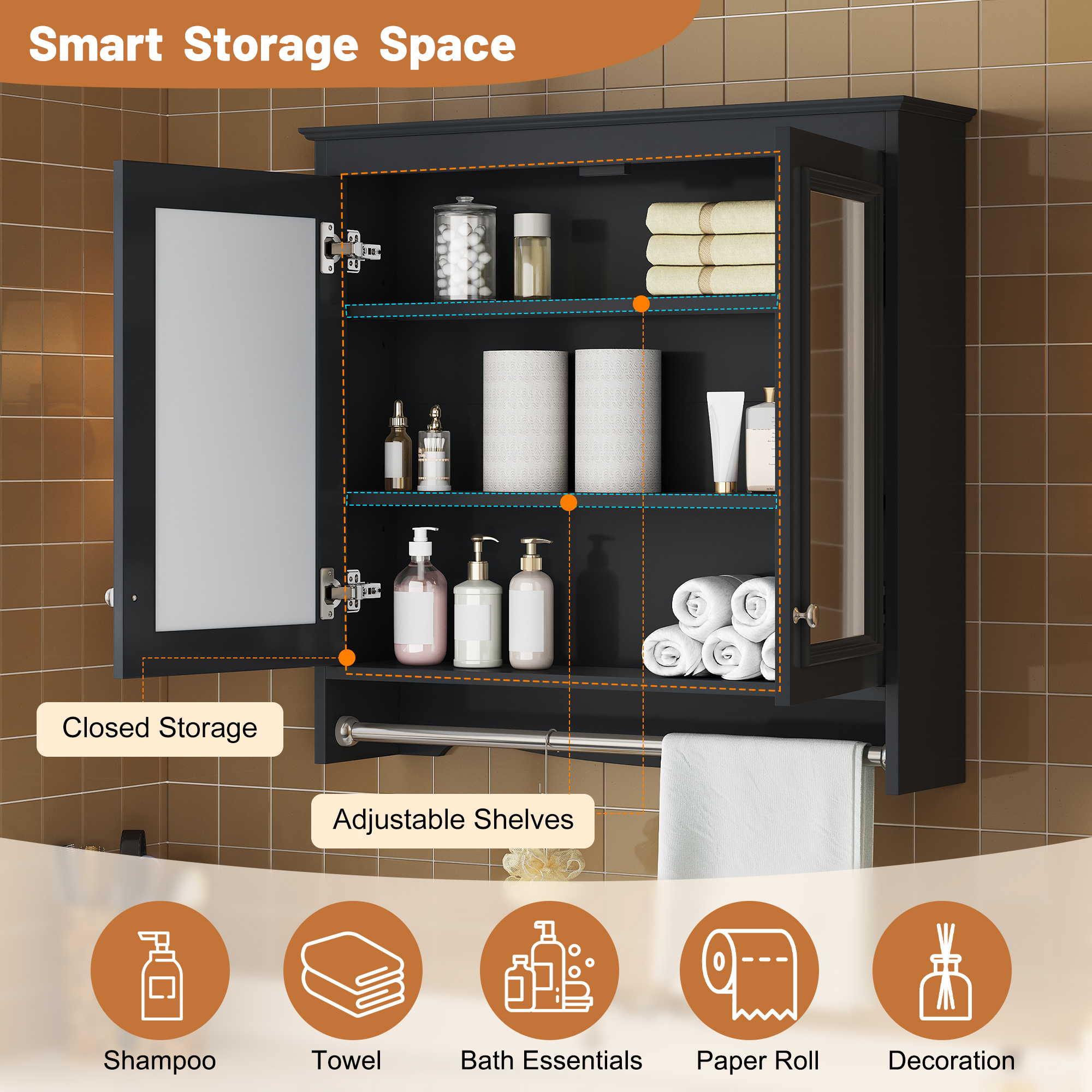 30 Inch Wall Mounted Bathroom Mirror Cabinet