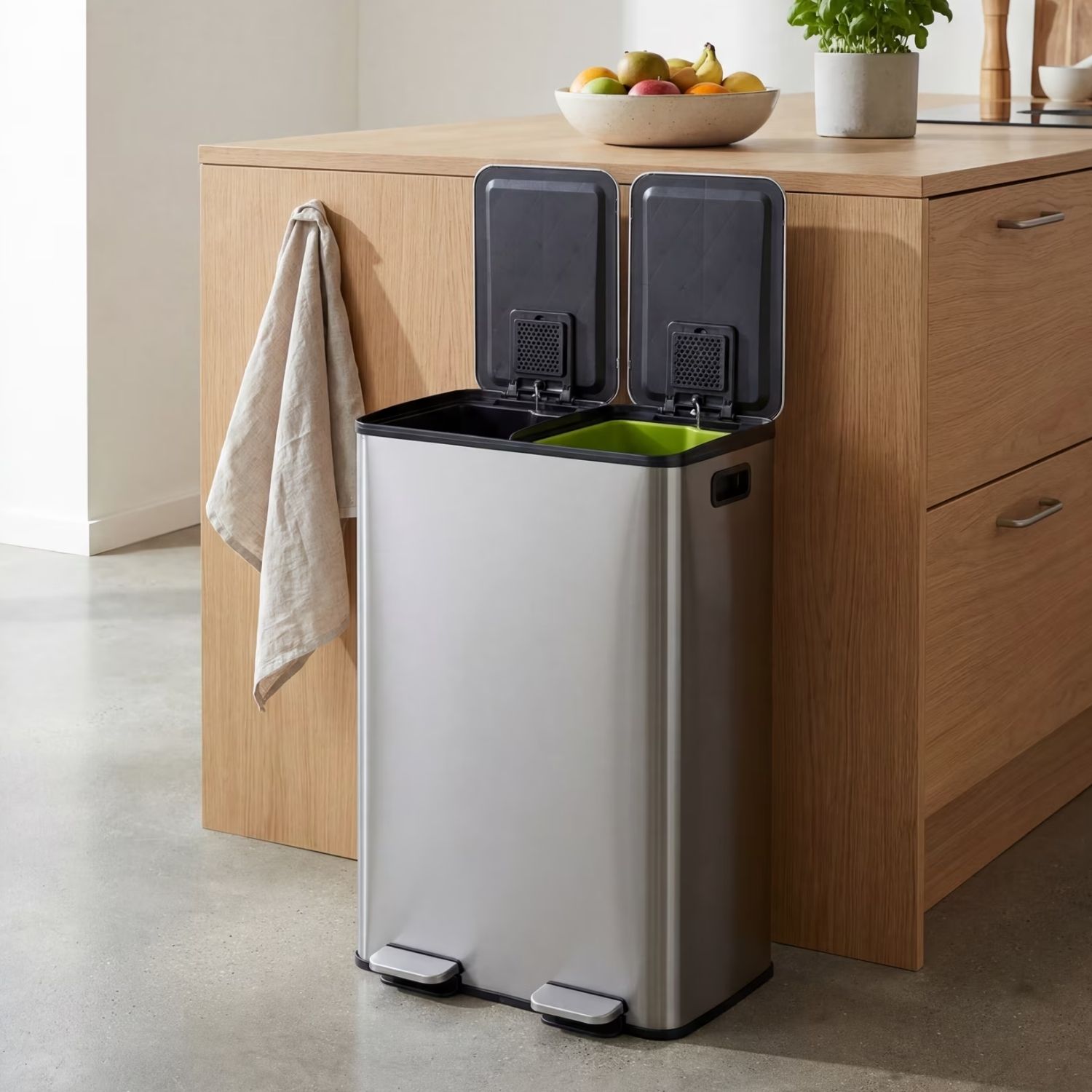 Dual Bin Trash Can Foot Pedal