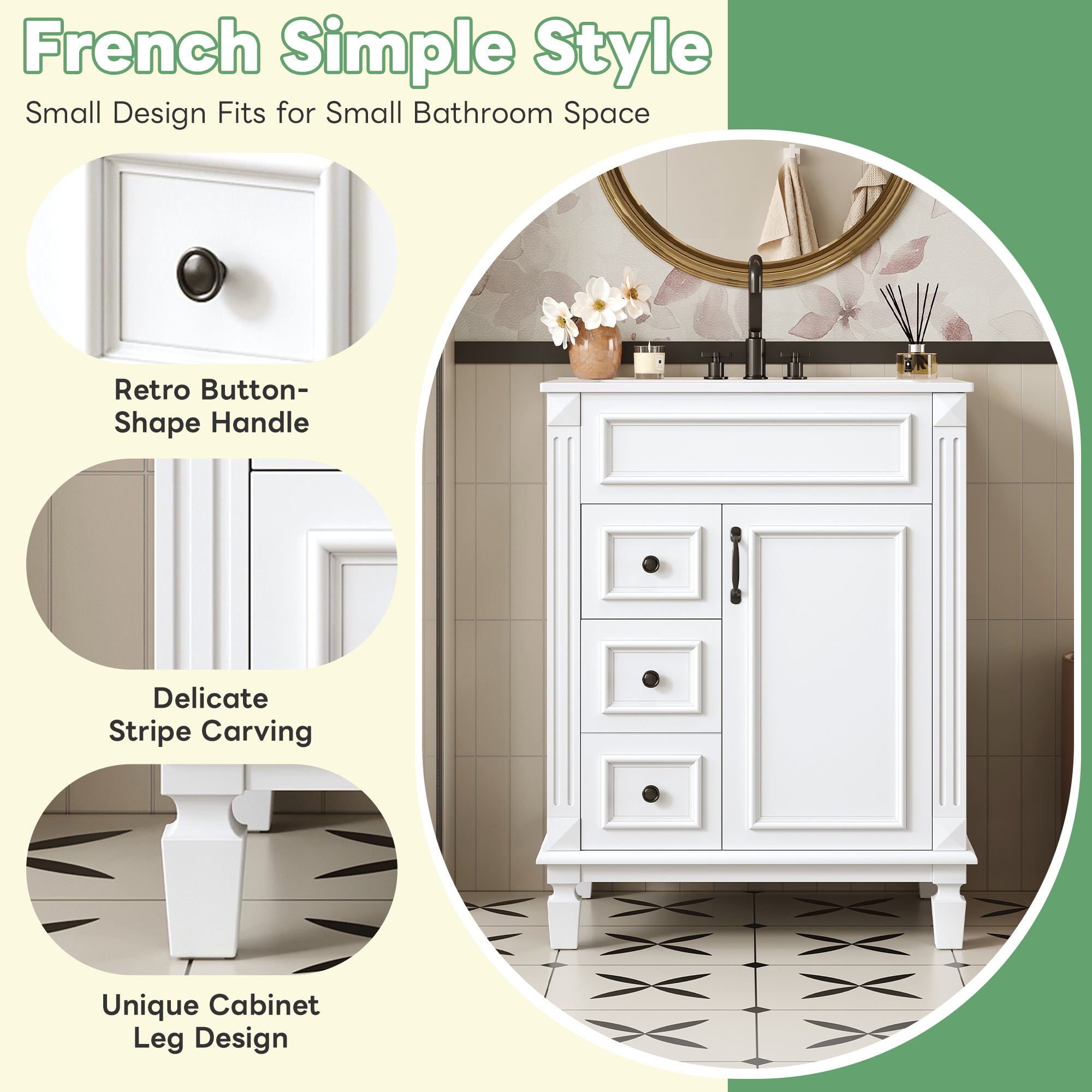 24 Bathroom Vanity Ceramic Sink