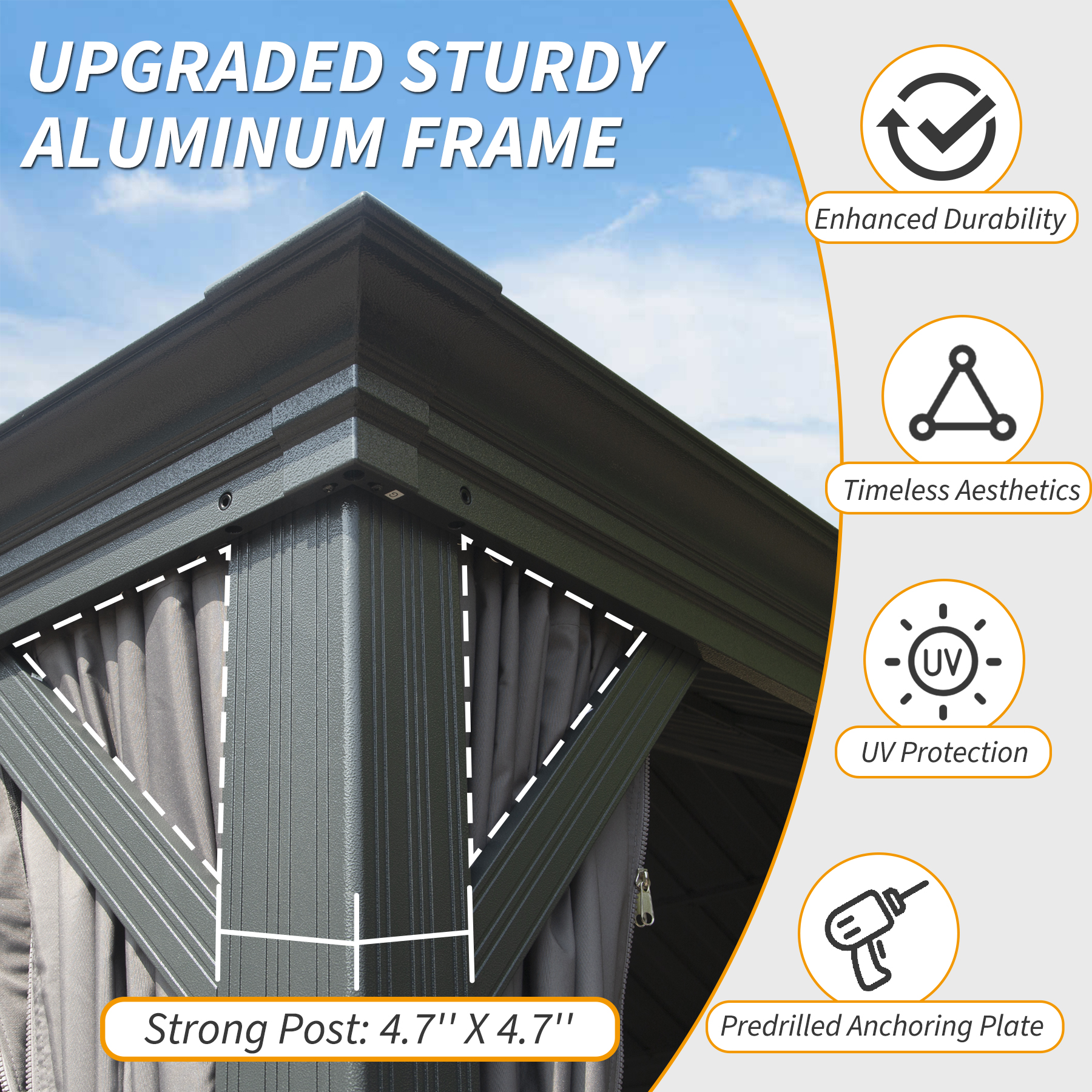 Gazebo Hardtop Galvanized Steel Gray