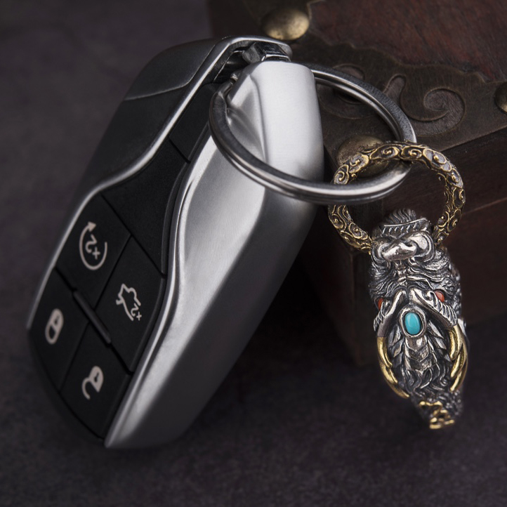 Sterling Silver Dragon Head Keychain