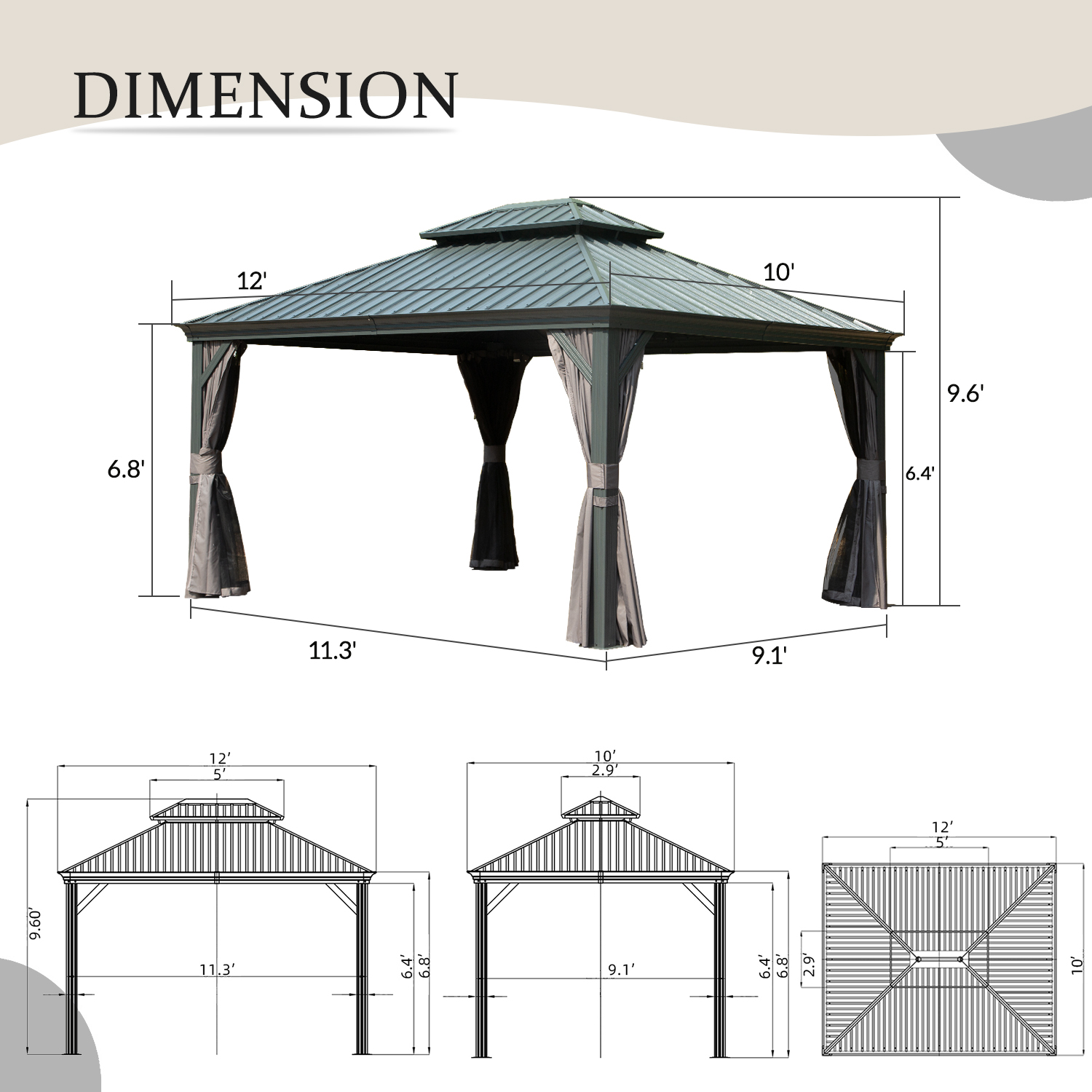 Hardtop Gazebo With Galvanized Steel Roof