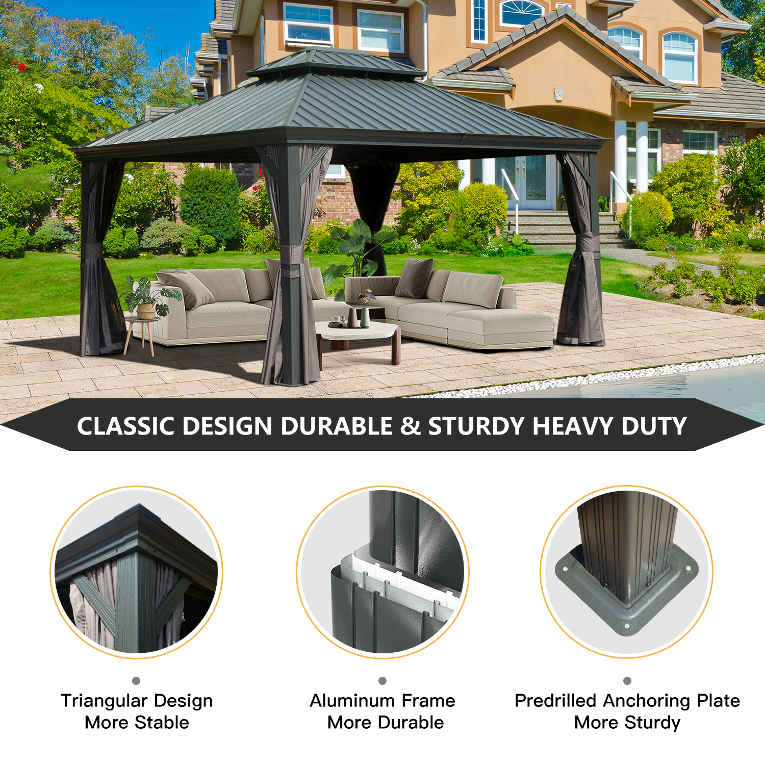 Hardtop Gazebo With Galvanized Steel Roof