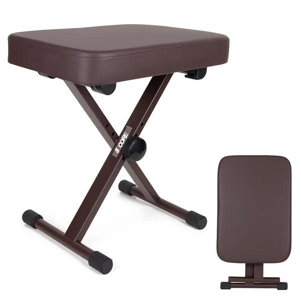 Keyboard Bench Padded Cushion Adjustable Brown