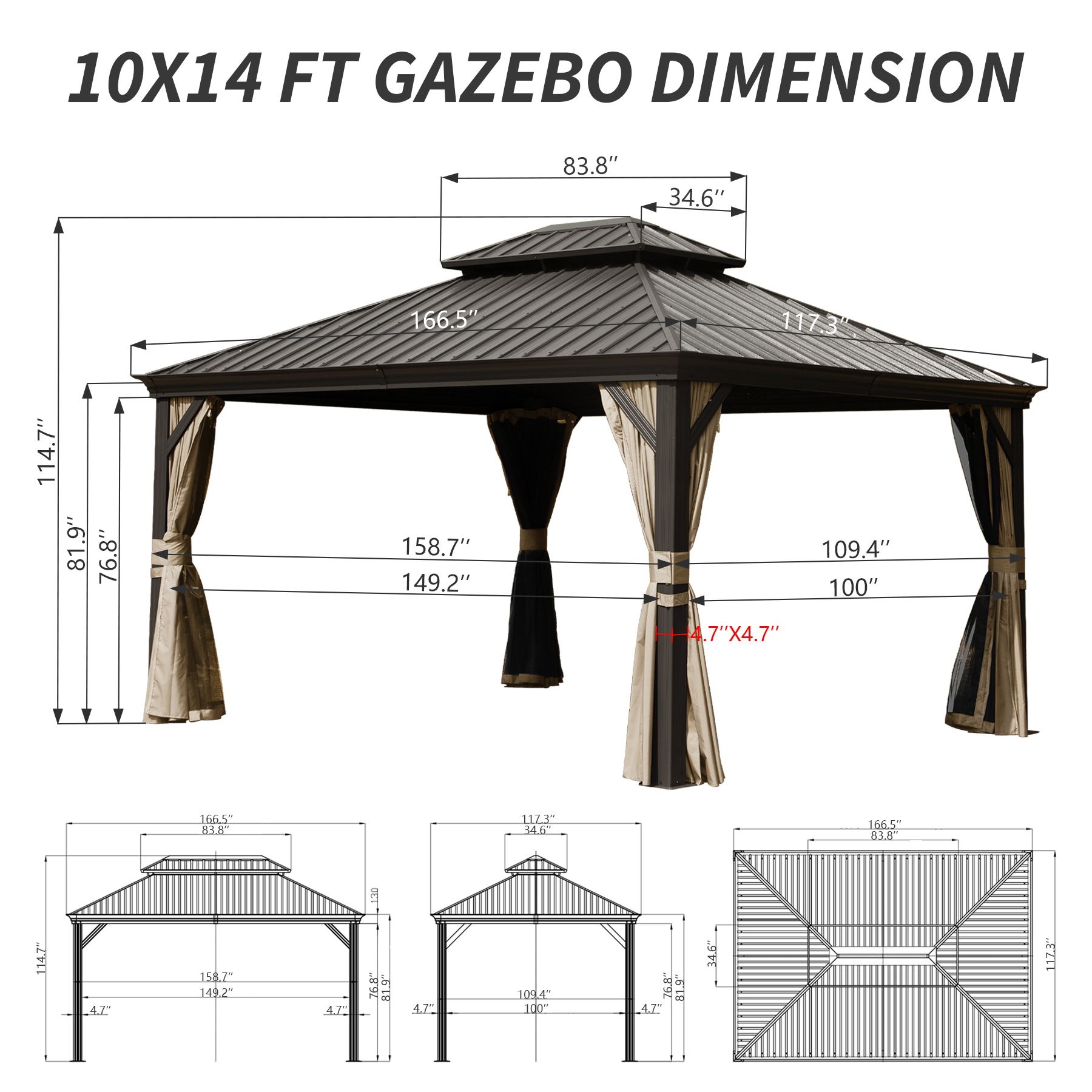Hardtop Gazebo With Galvanized Steel Roof