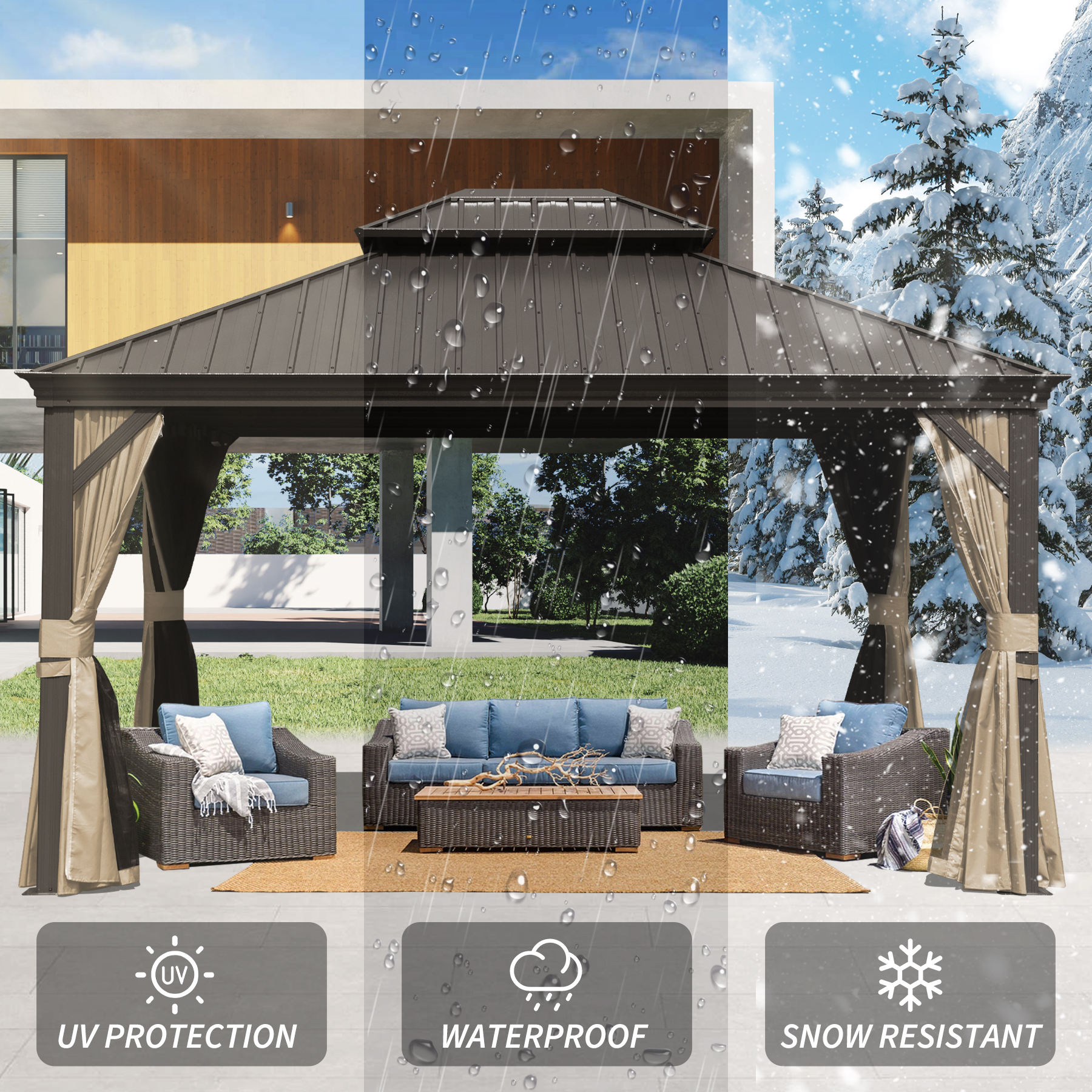 Hardtop Gazebo With Galvanized Steel Roof