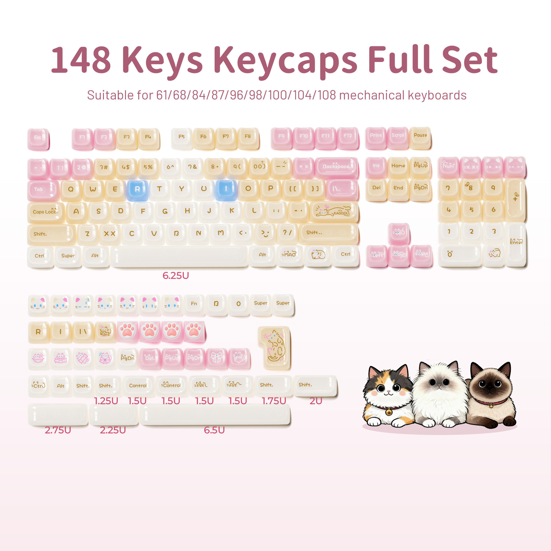 Ragdoll Cat Keyboard Caps