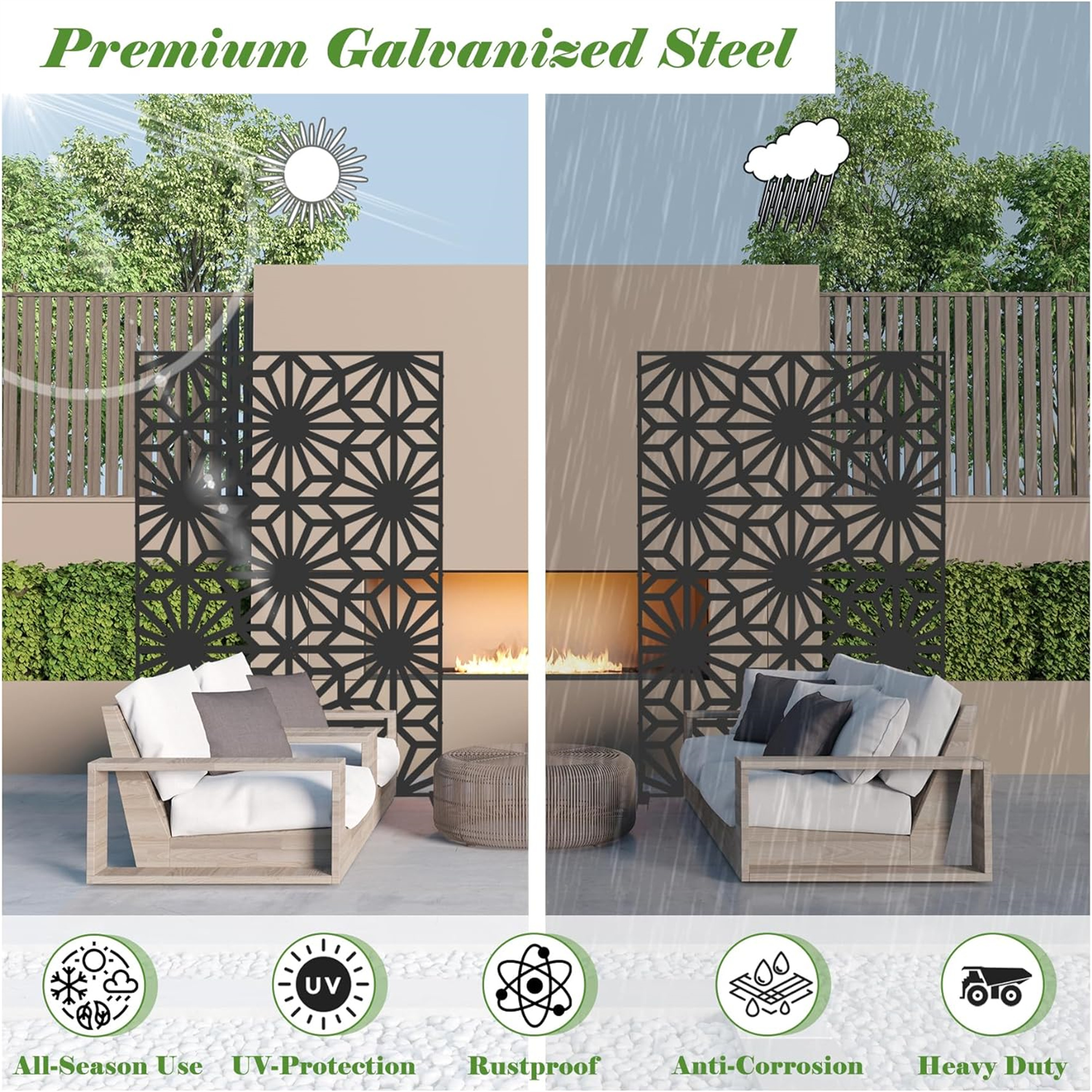 Metal Privacy Screen With Free Standing