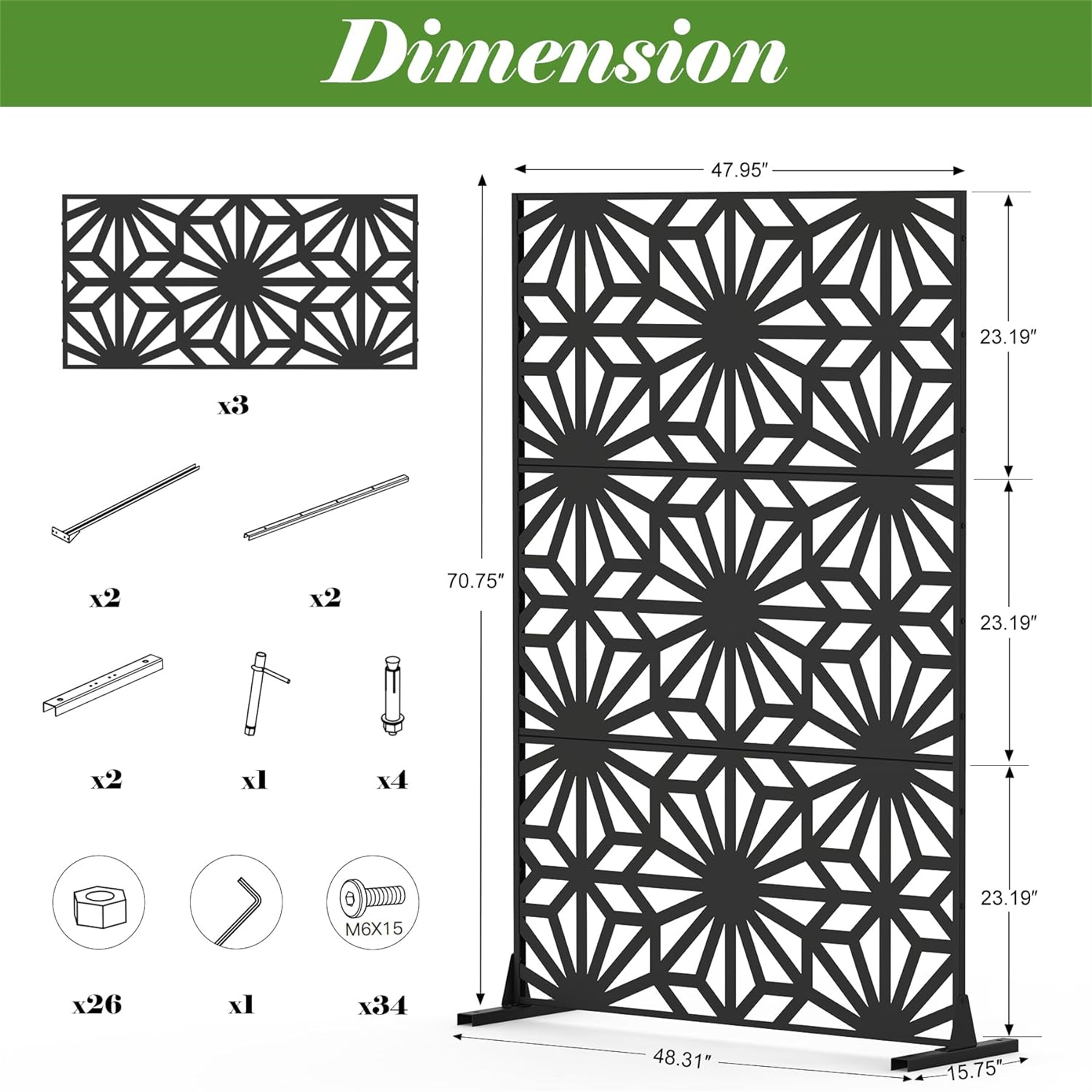 Metal Privacy Screen With Free Standing