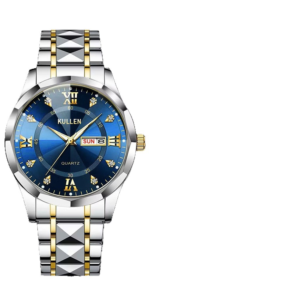 Mens Quartz Watch Alloy Diamond-Encrusted