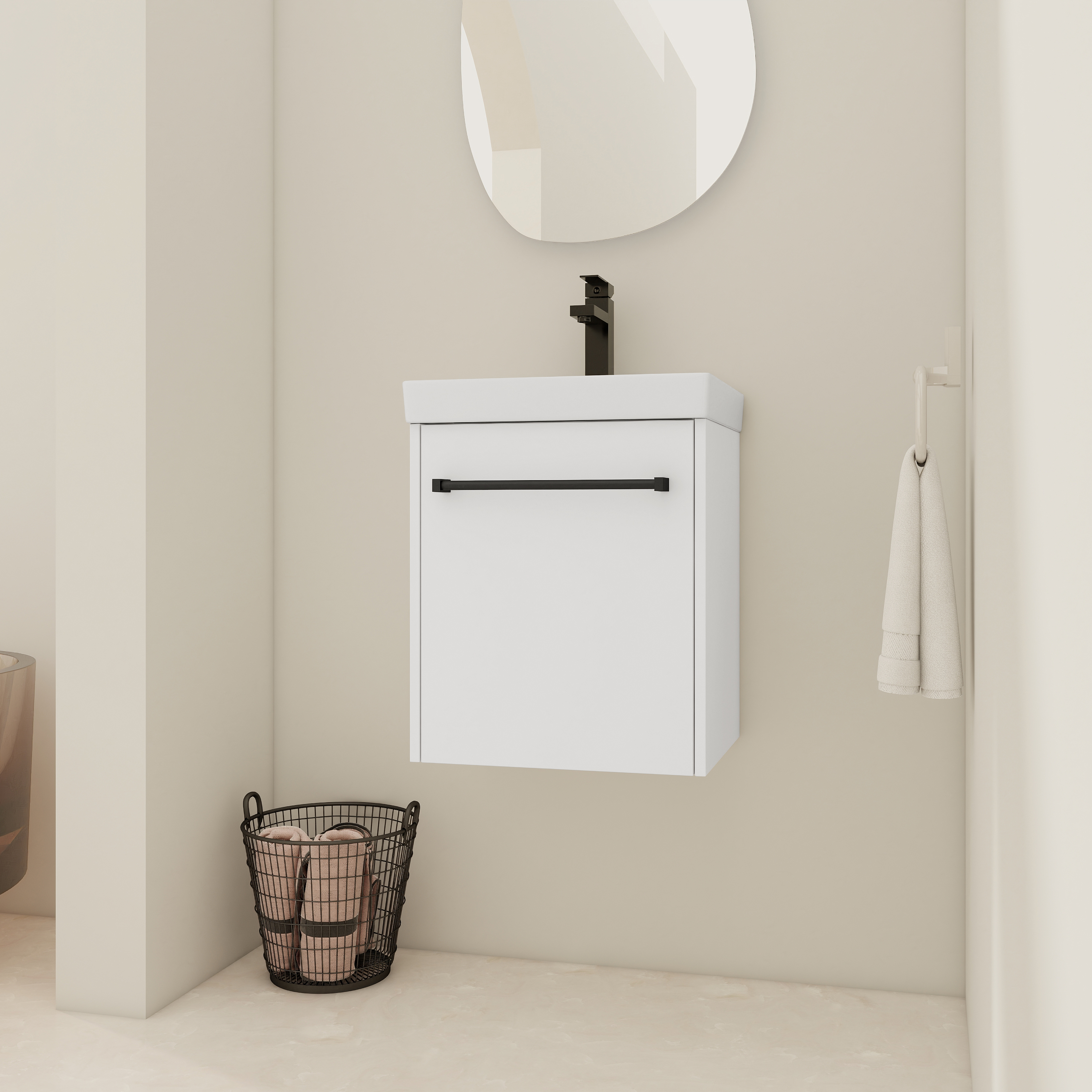 Bathroom Vanity, 18'', Floating, Ceramic