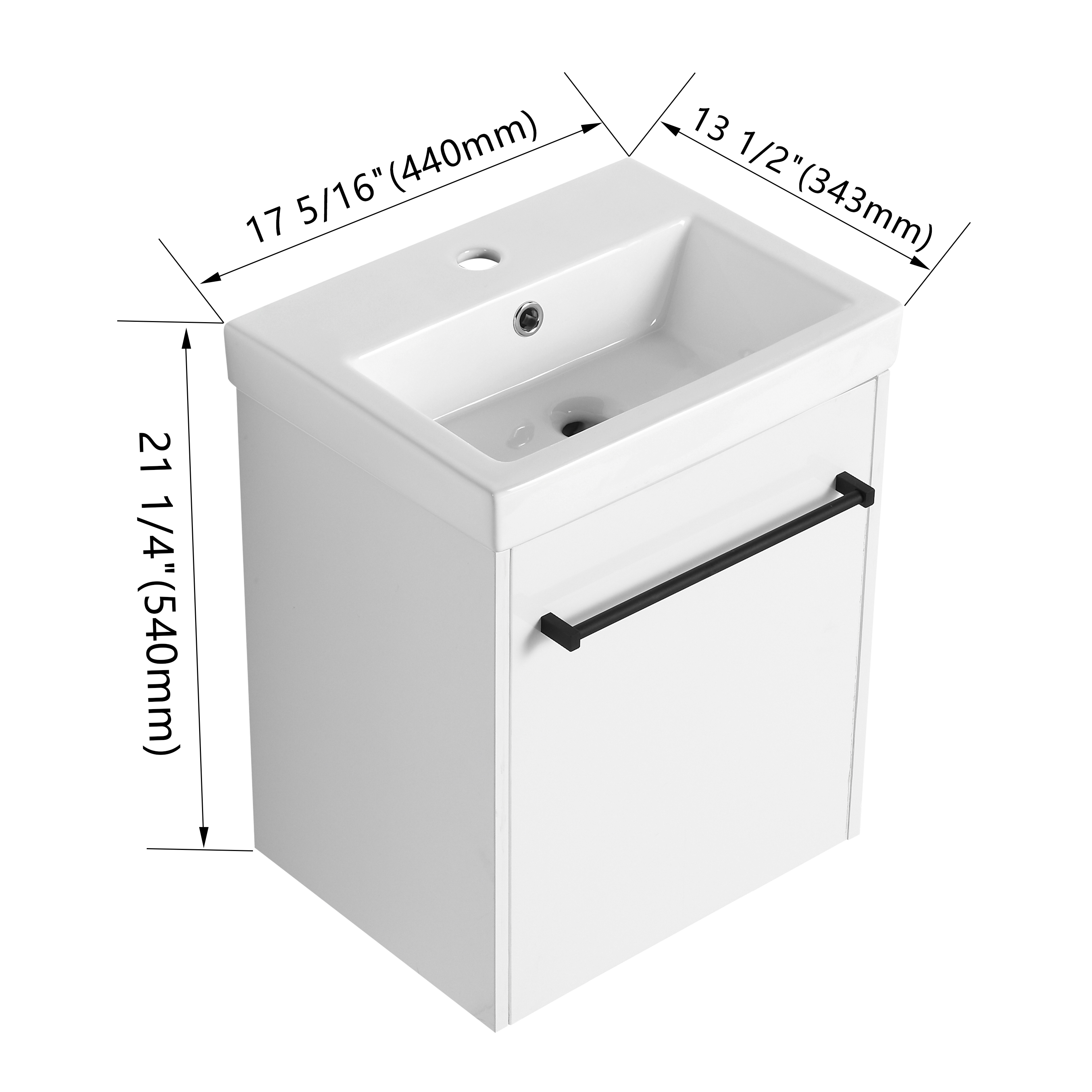 Bathroom Vanity, 18'', Floating, Ceramic