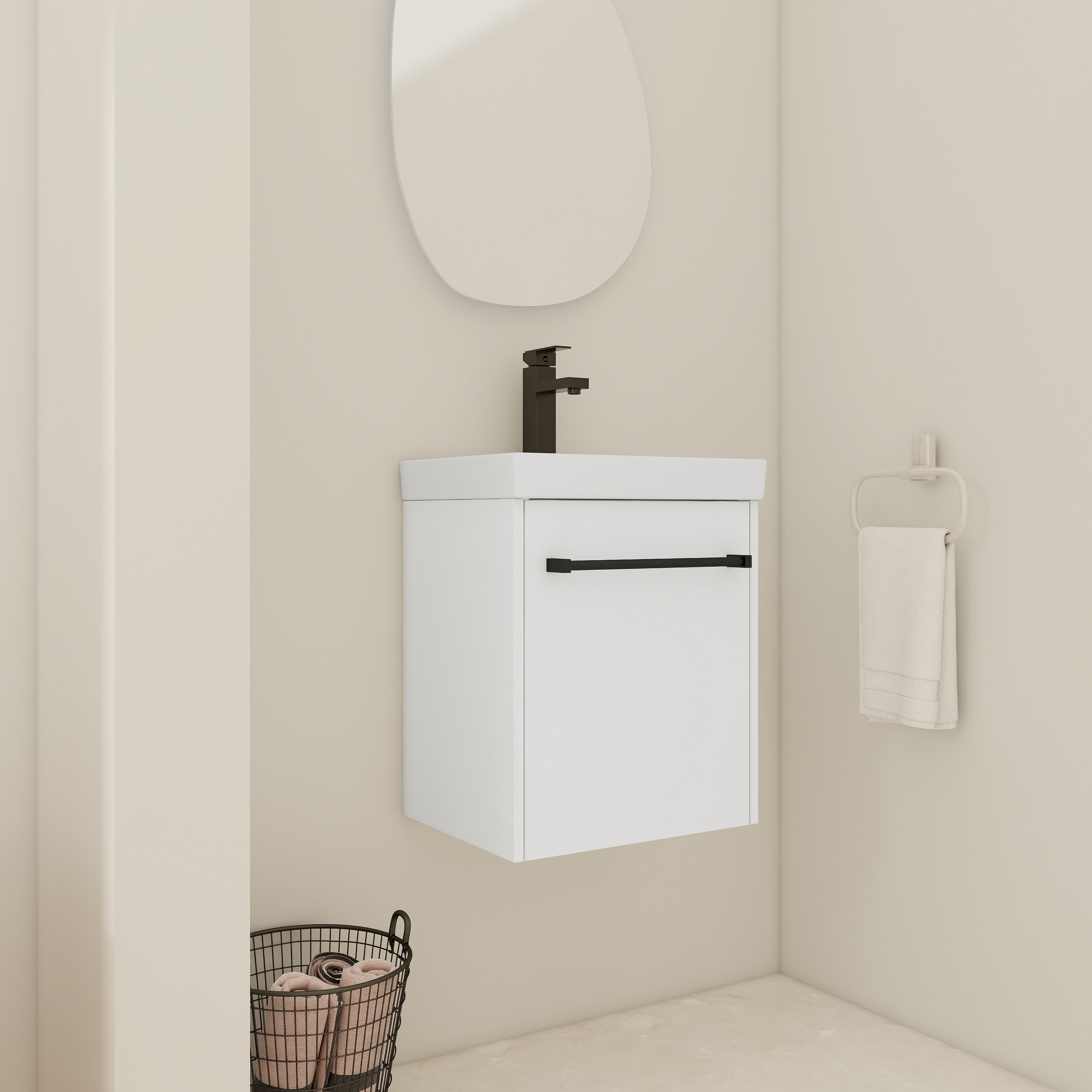 Bathroom Vanity, 18'', Floating, Ceramic