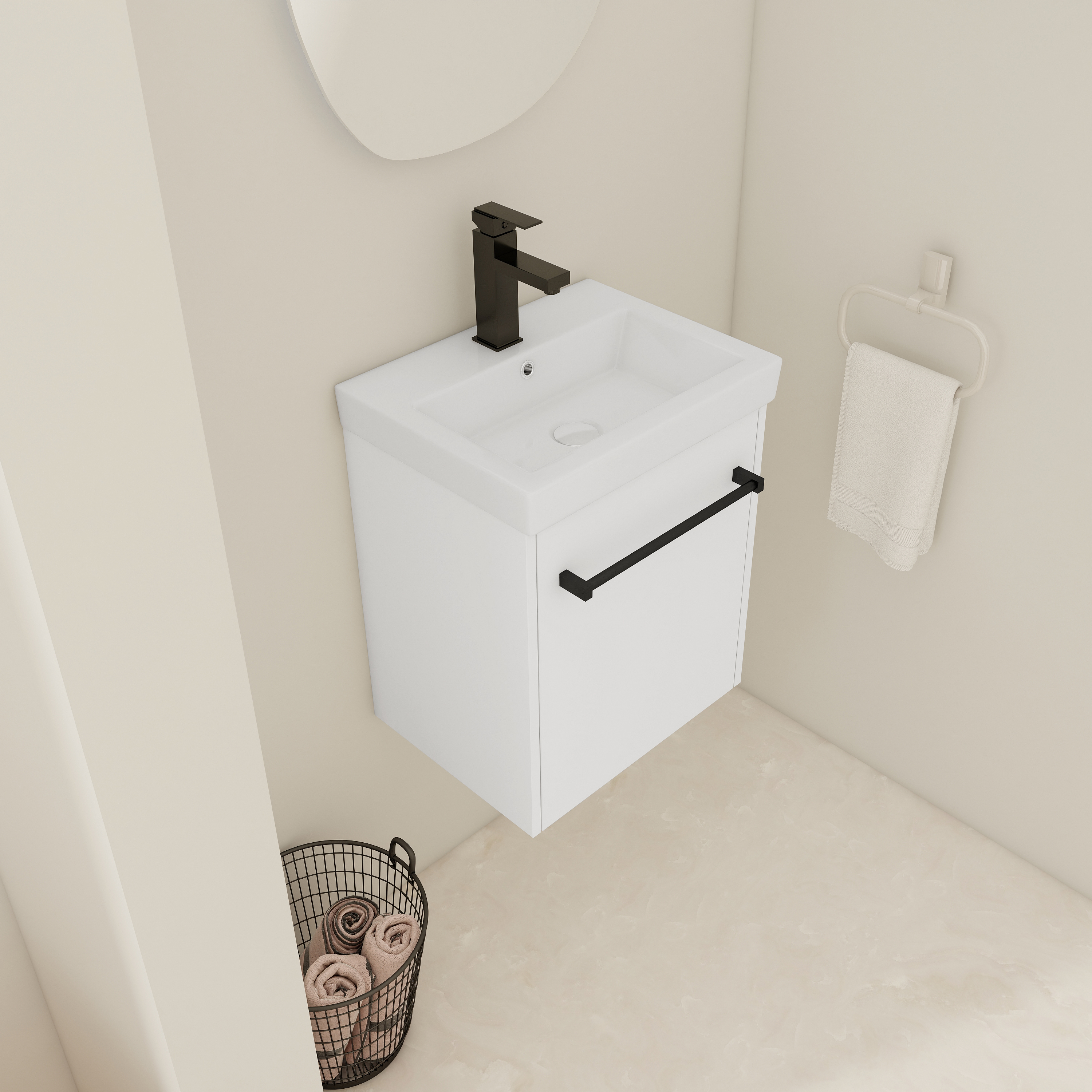 Bathroom Vanity, 18'', Floating, Ceramic