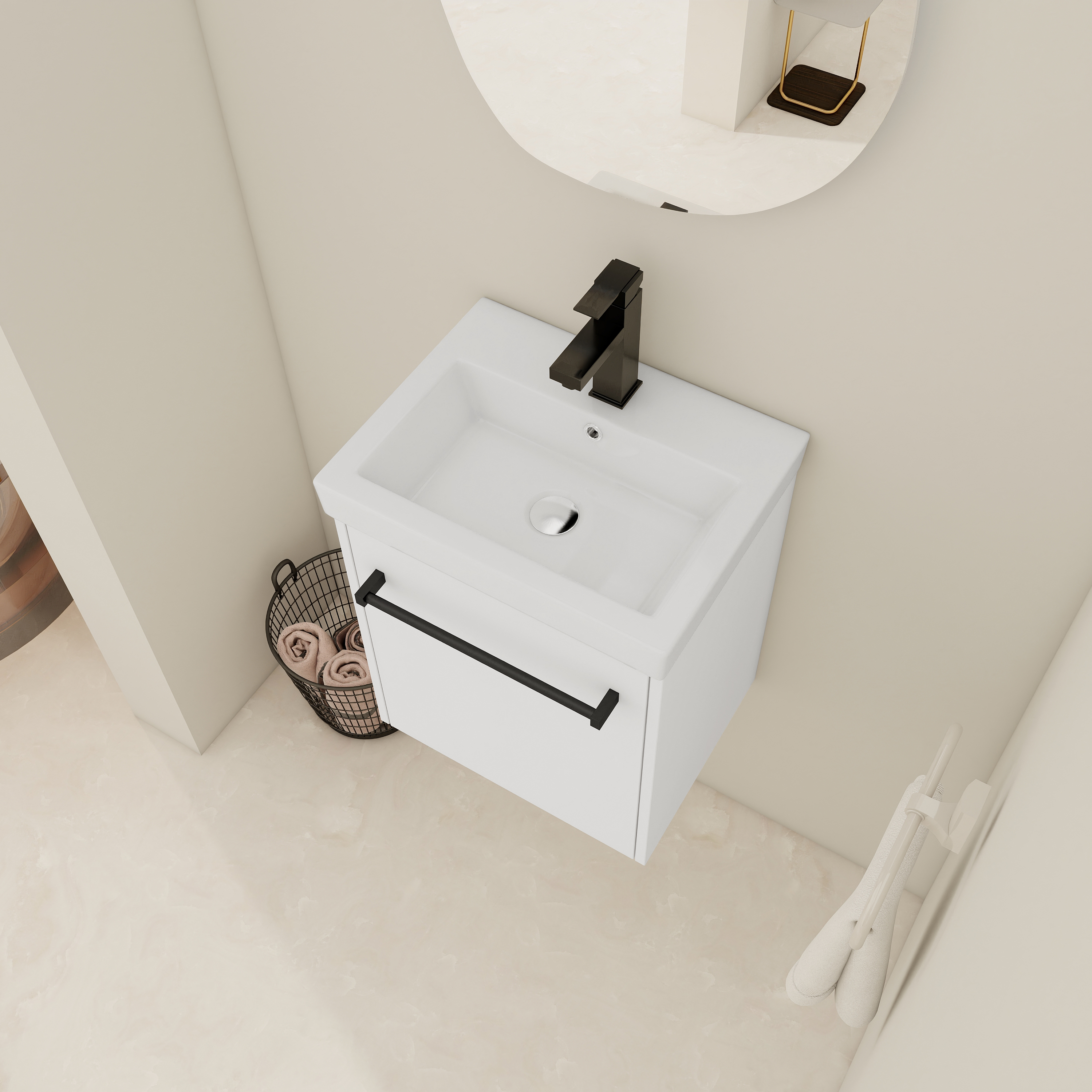 Bathroom Vanity, 18'', Floating, Ceramic