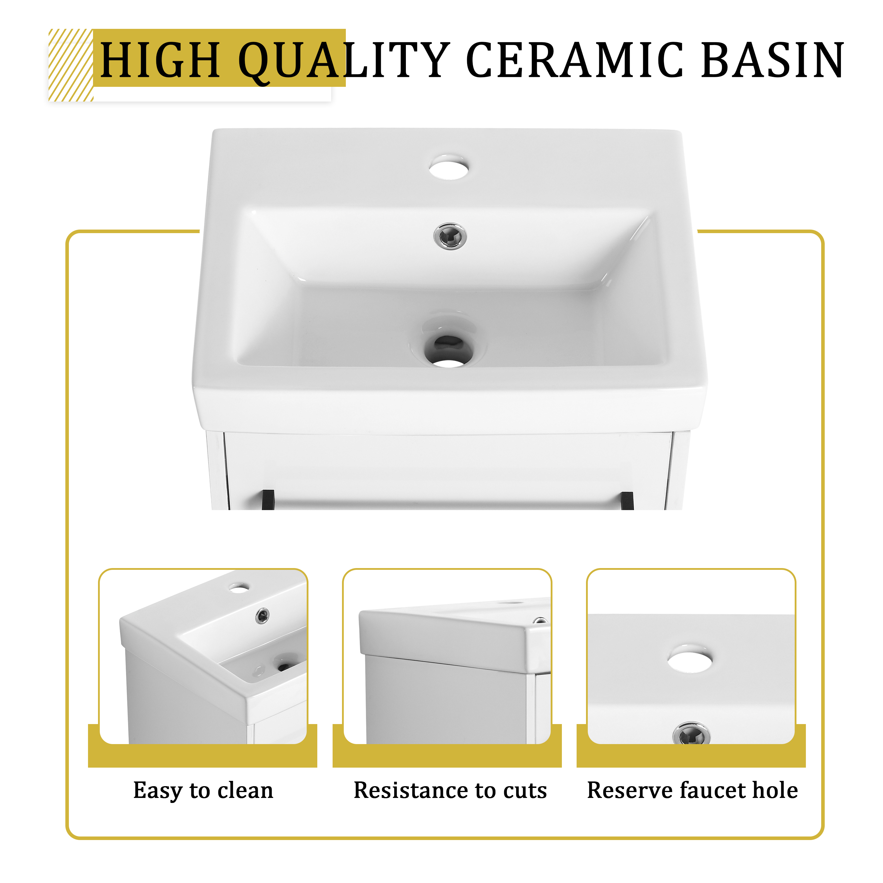 Bathroom Vanity, 18'', Floating, Ceramic