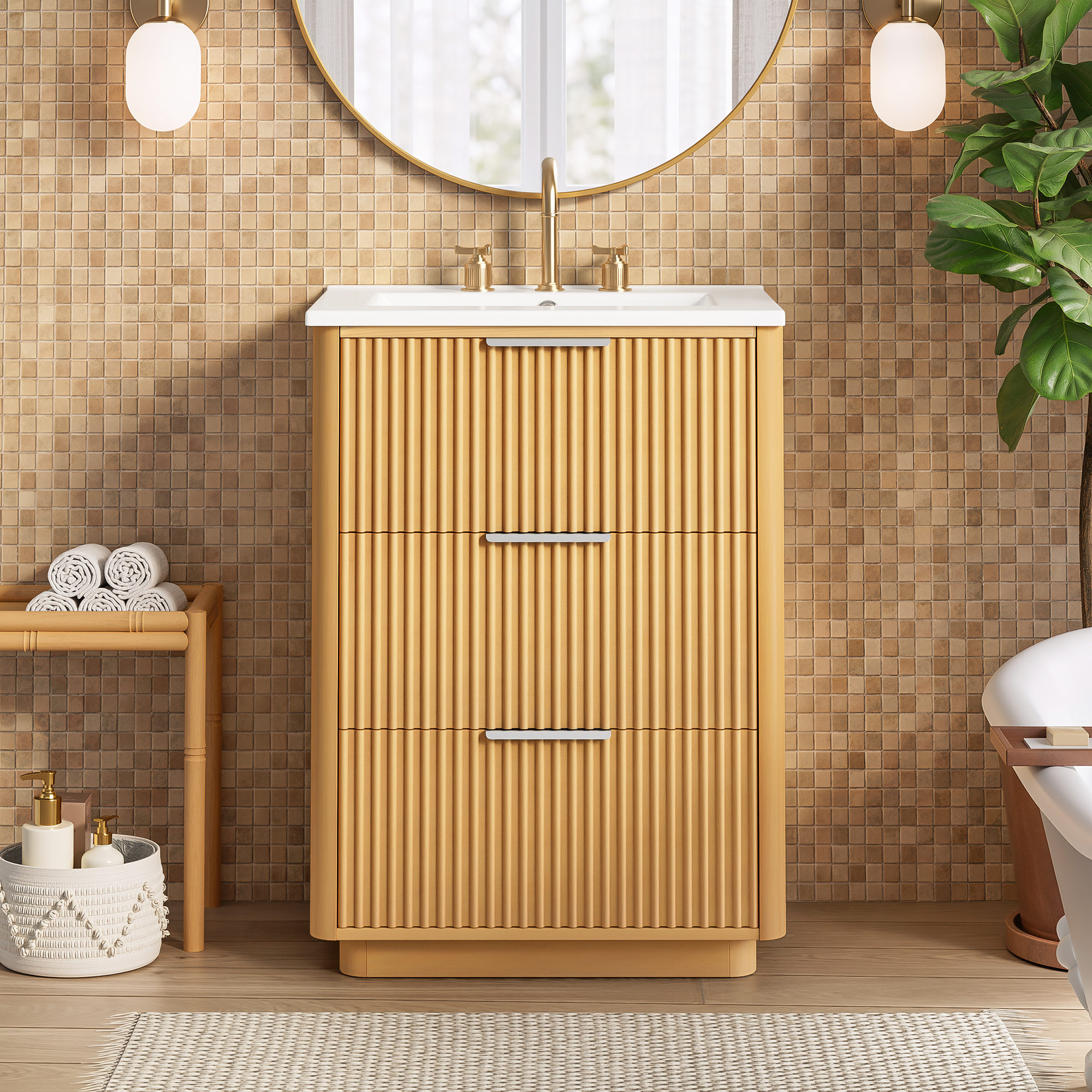 Bathroom Vanity, 24 Inch, Ceramic Sink