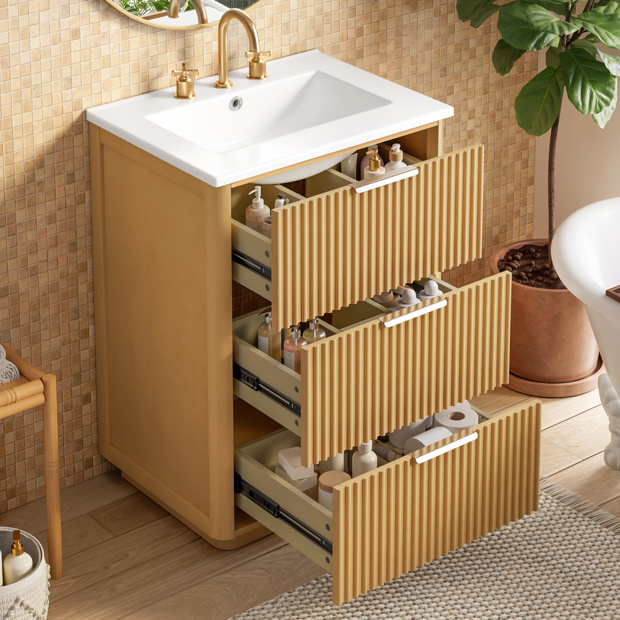 Bathroom Vanity, 24 Inch, Ceramic Sink