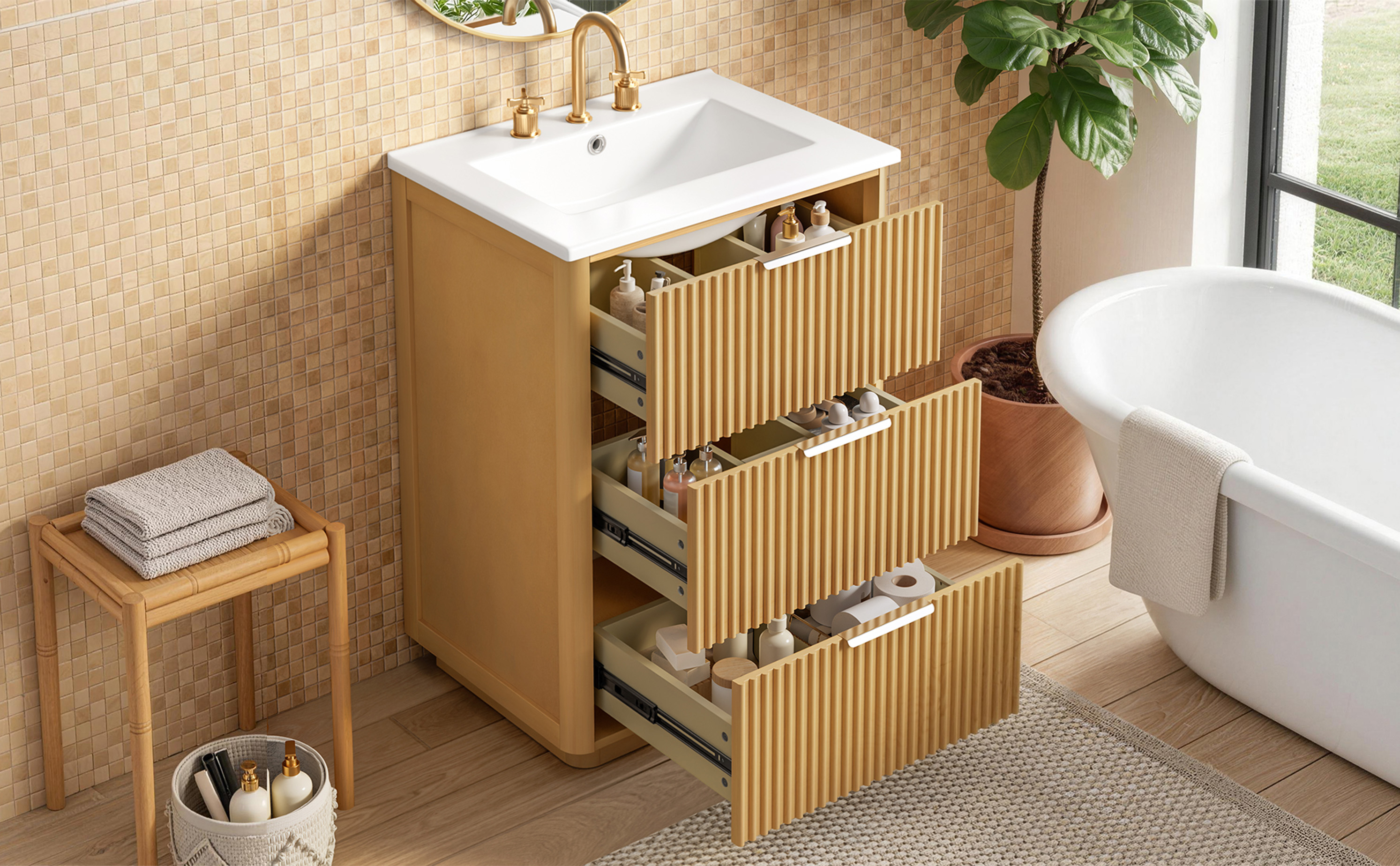 Bathroom Vanity, 24 Inch, Ceramic Sink
