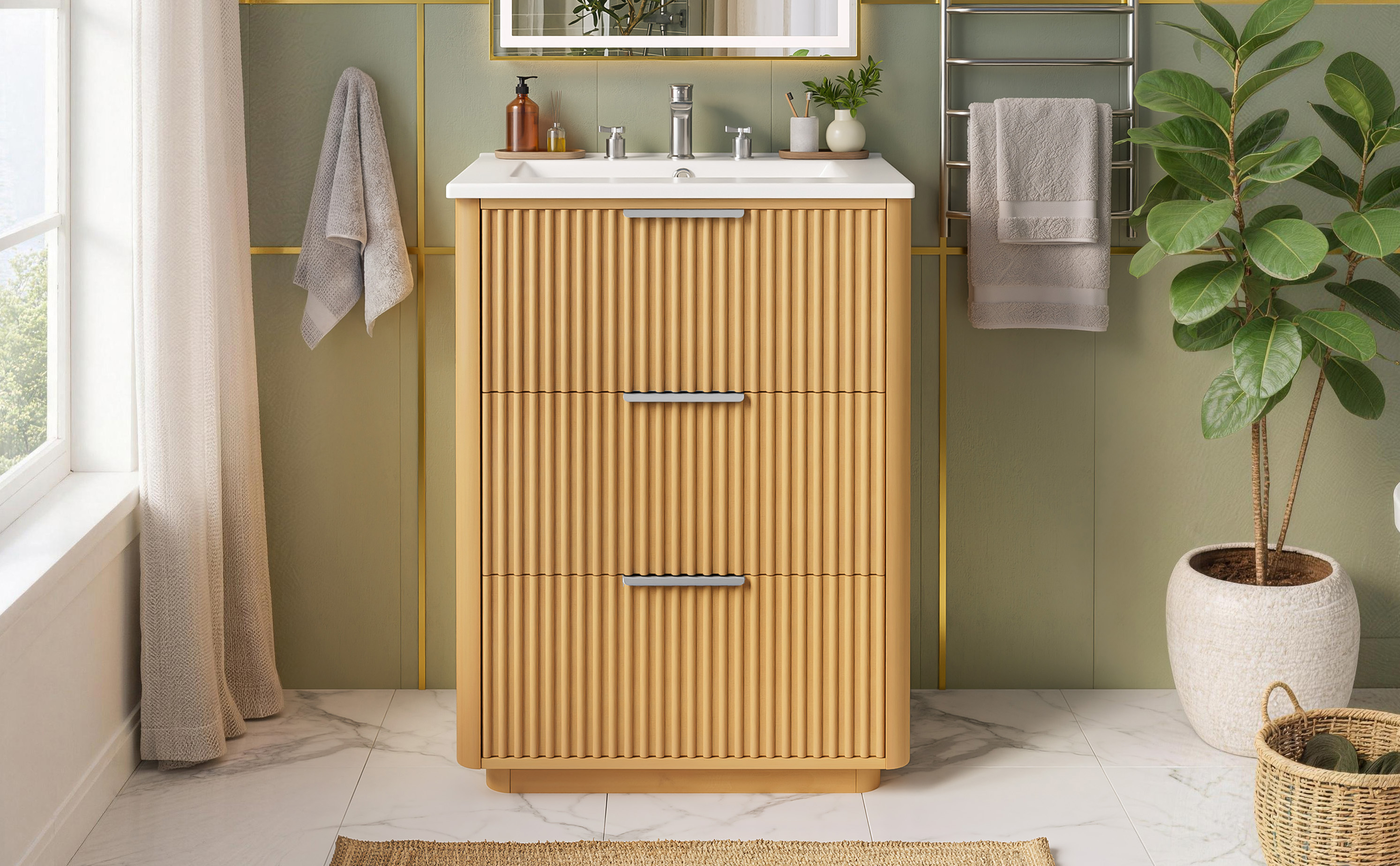 Bathroom Vanity, 24 Inch, Ceramic Sink