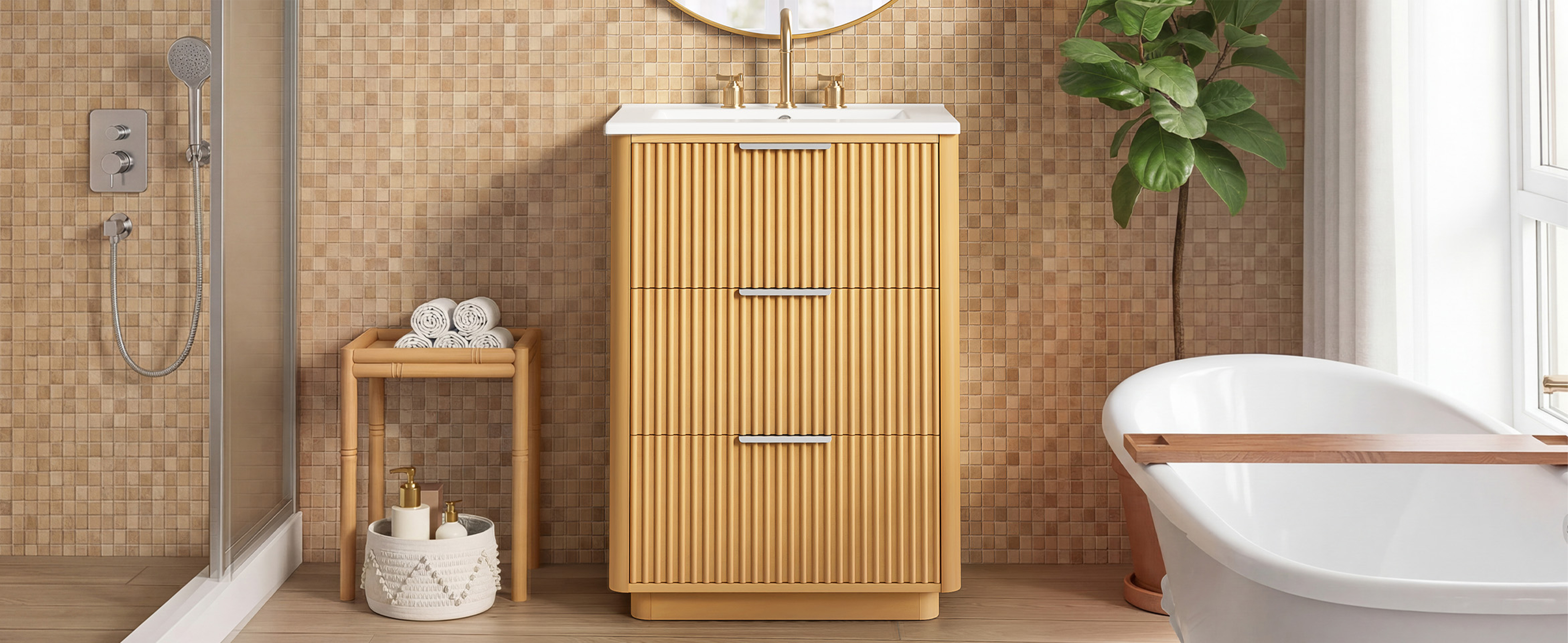 Bathroom Vanity, 24 Inch, Ceramic Sink