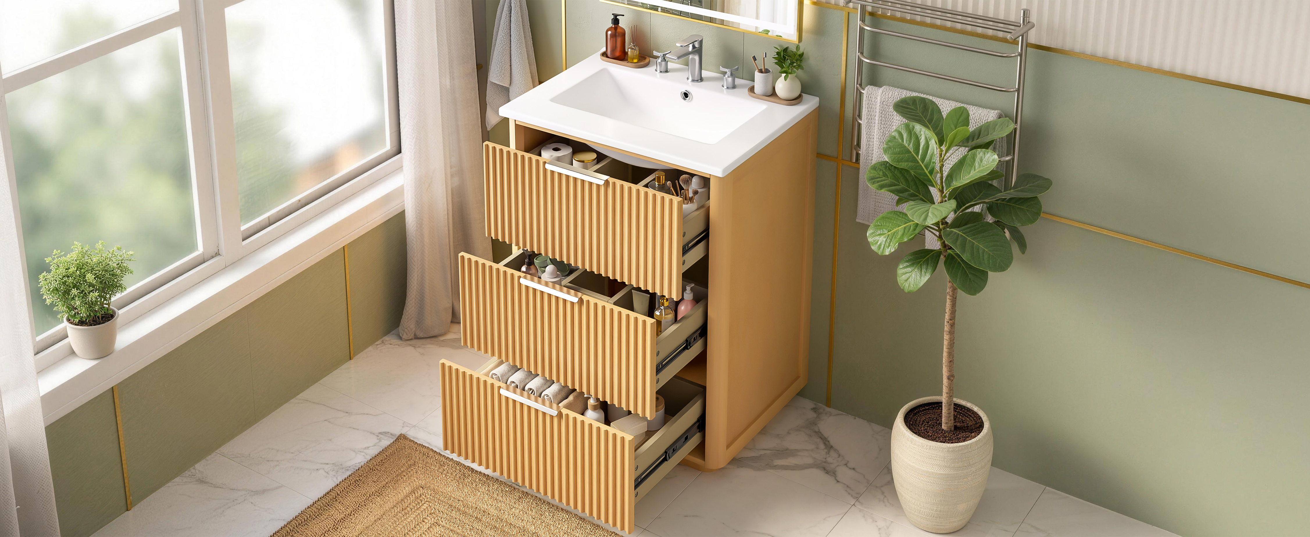 Bathroom Vanity, 24 Inch, Ceramic Sink