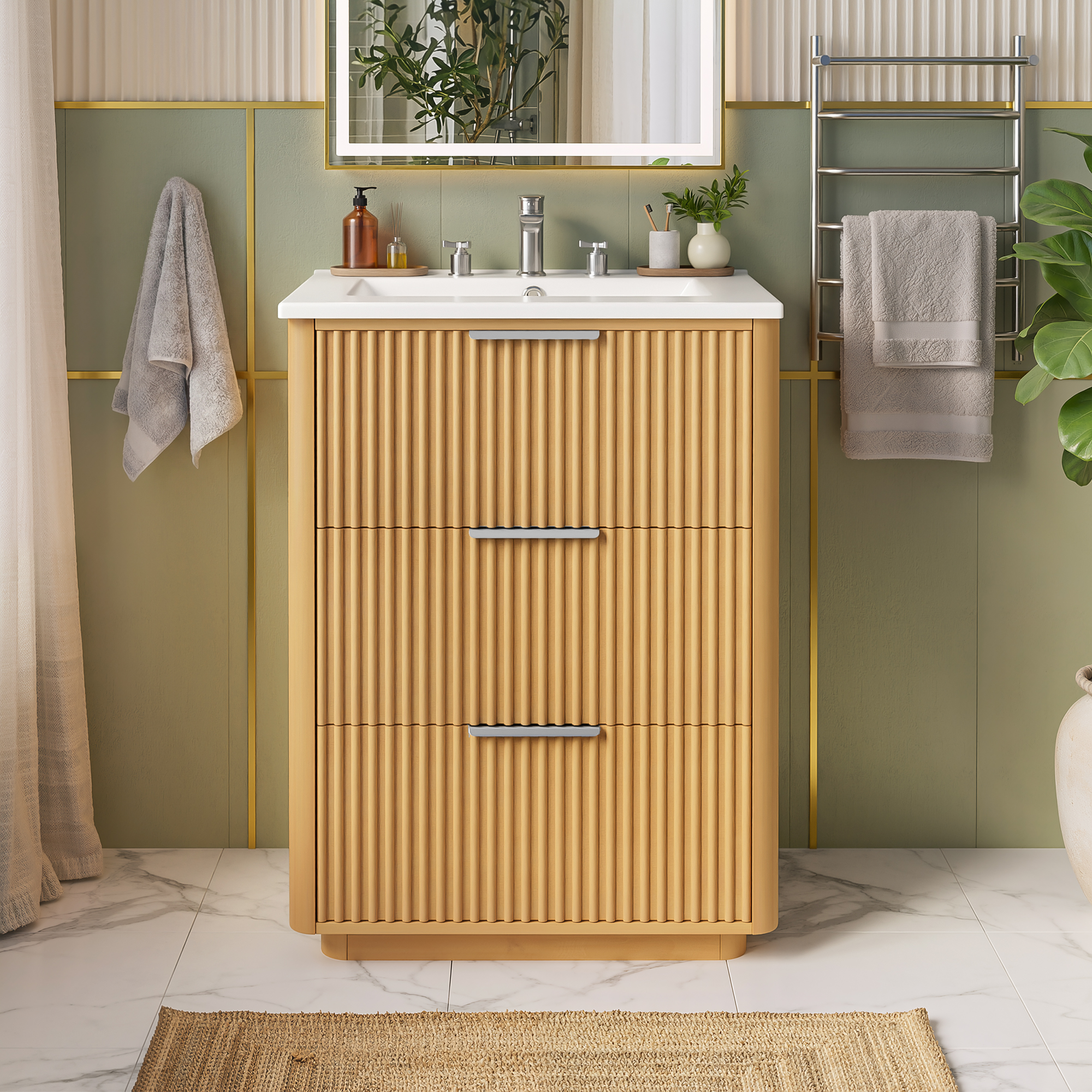 Bathroom Vanity, 24 Inch, Ceramic Sink