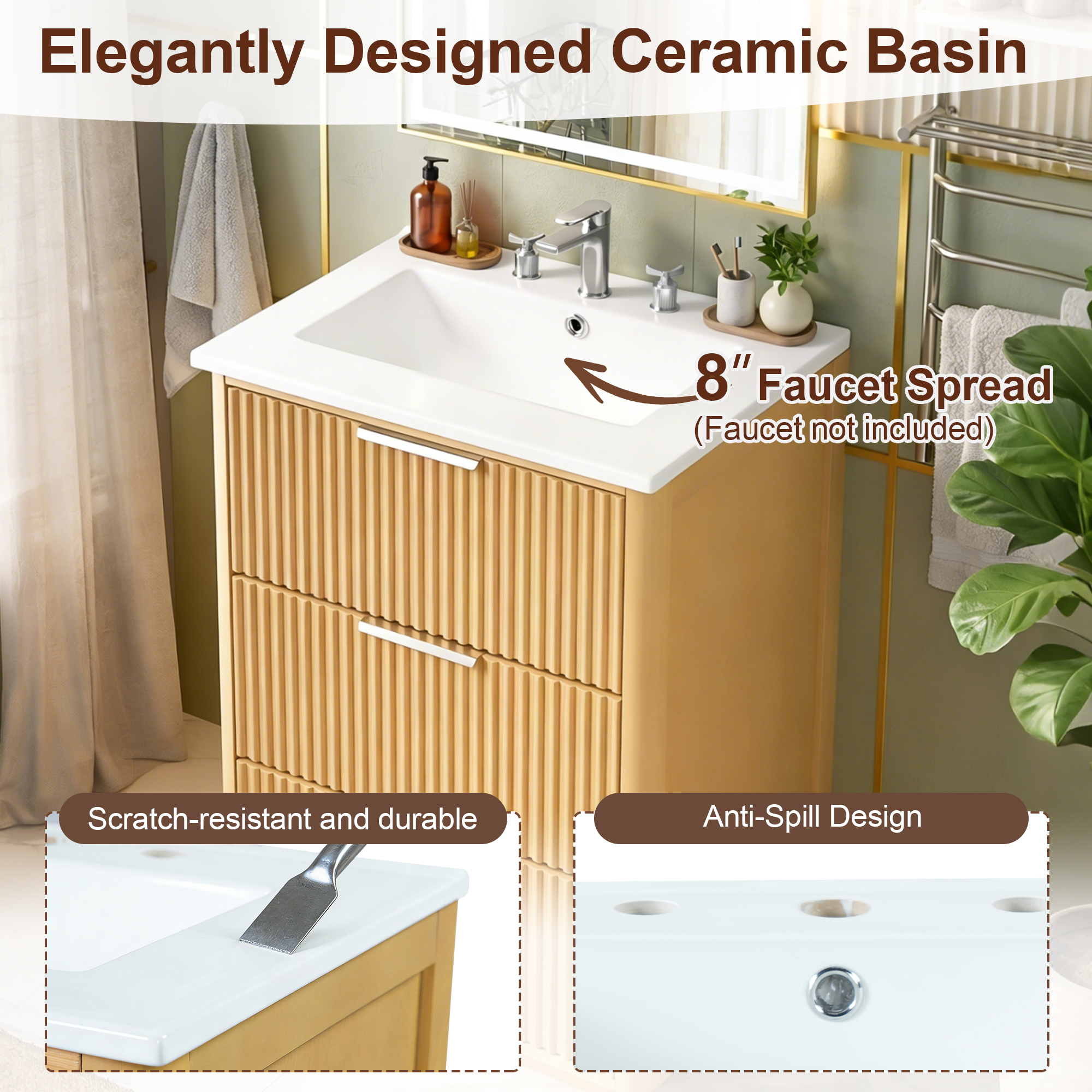 Bathroom Vanity, 24 Inch, Ceramic Sink
