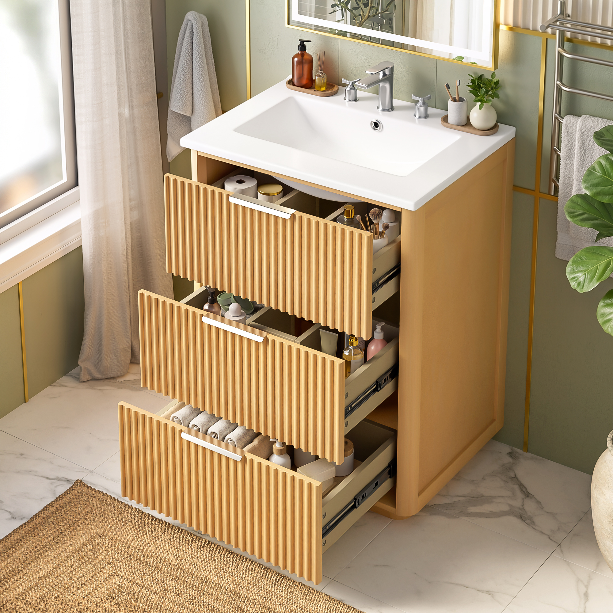 Bathroom Vanity, 24 Inch, Ceramic Sink