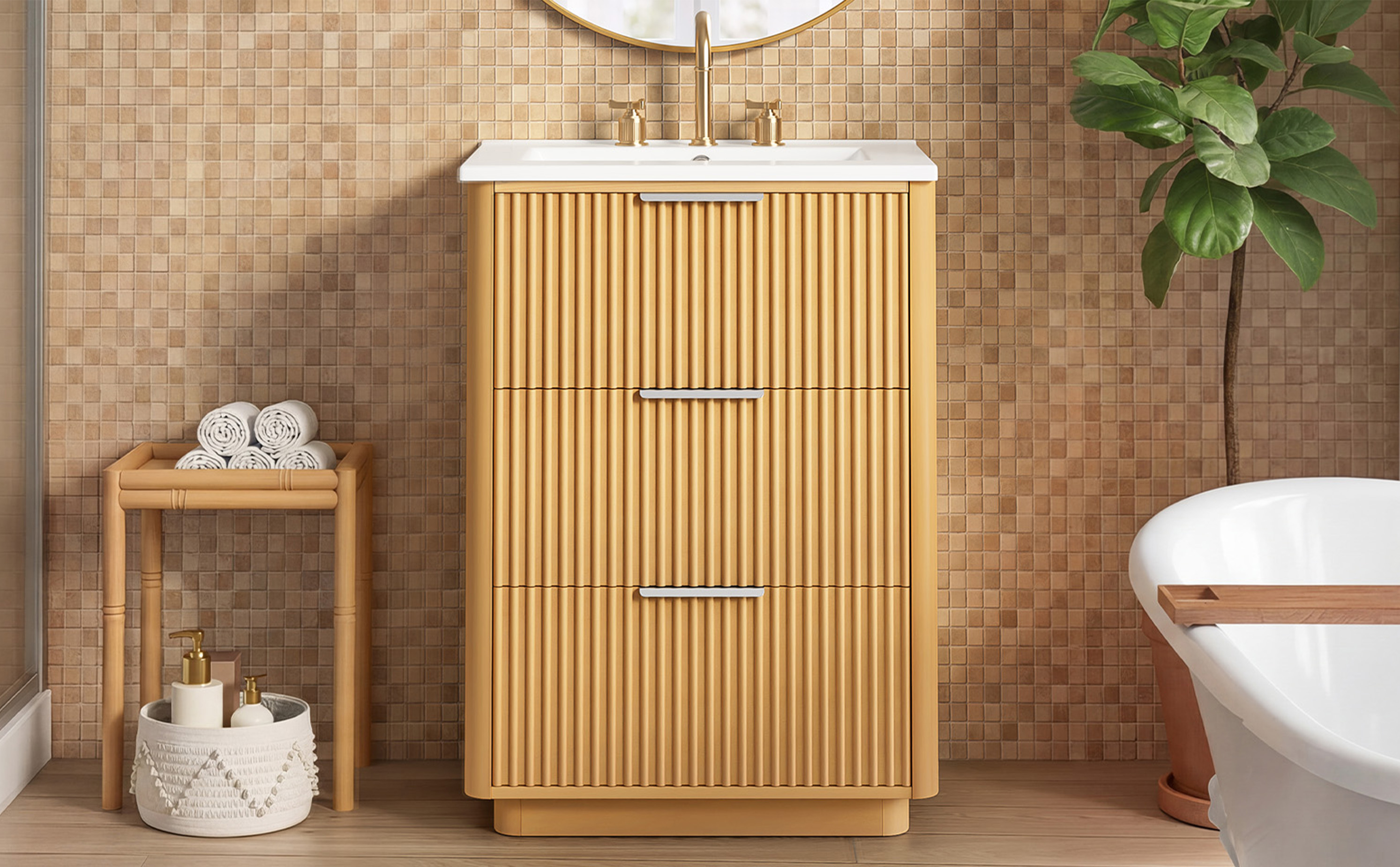 Bathroom Vanity, 24 Inch, Ceramic Sink