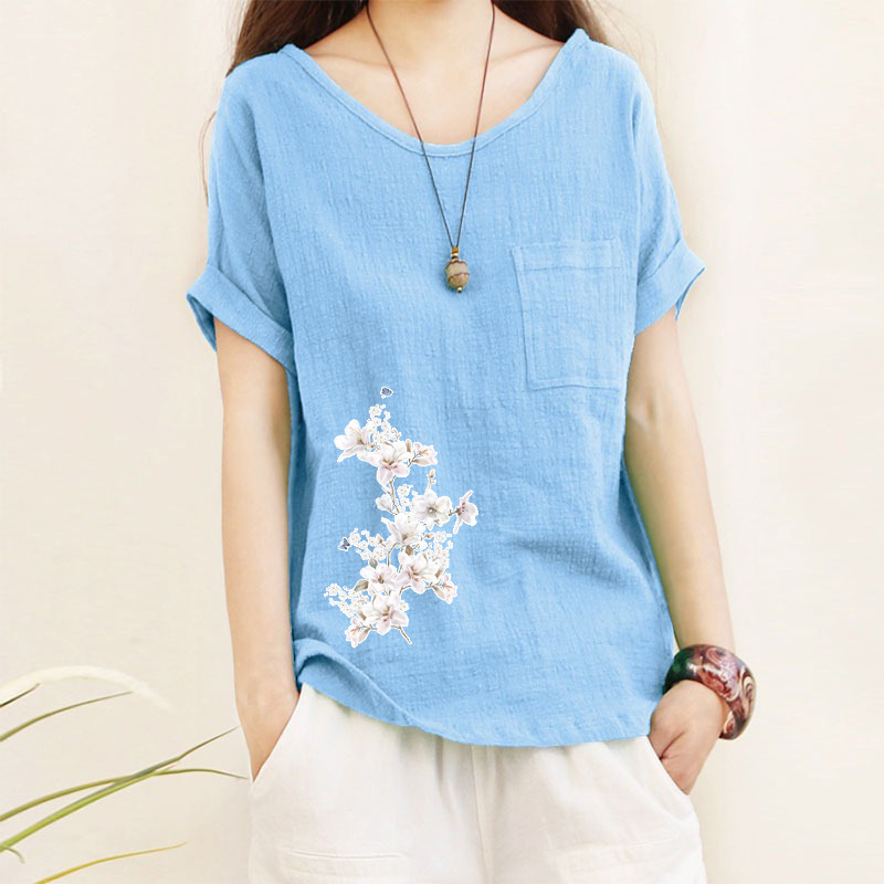 Womens Top Minimalist Cotton-linen